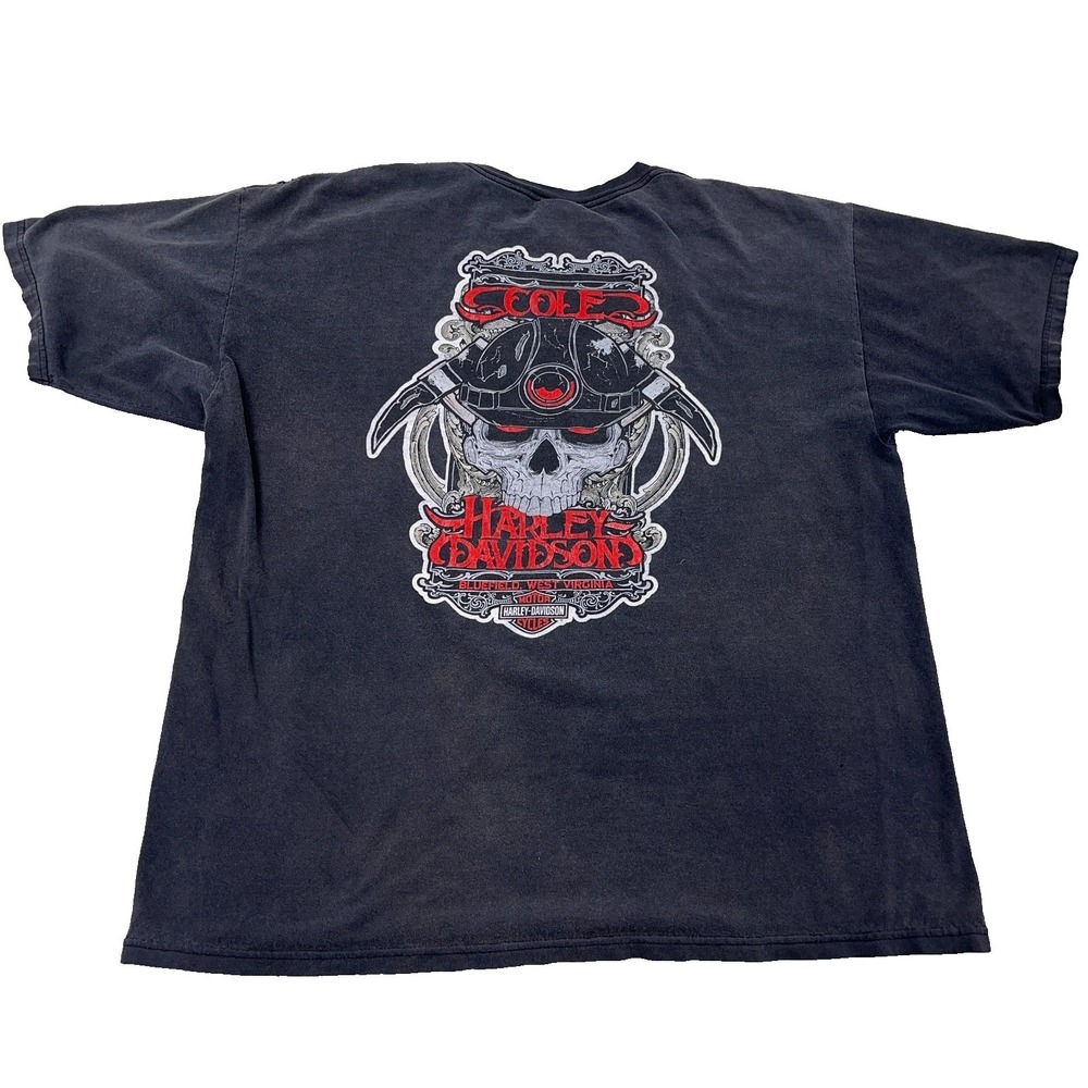 Vintage Harley Davidson Shirt Men XL Tee Biker Skull Y2K 2000s Sun Faded Grunge*